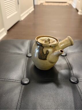 Shima Kyoto Handmade Glazed Ceramic Teapot with Side Spout - Yellow Brown